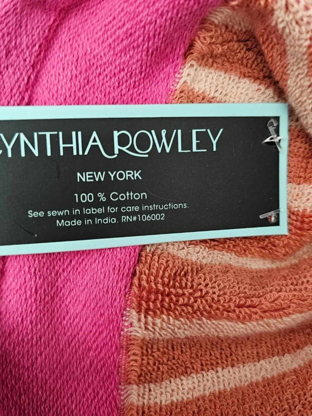 Cynthia Rowley New York Cotton Striped Bath Towel New 30